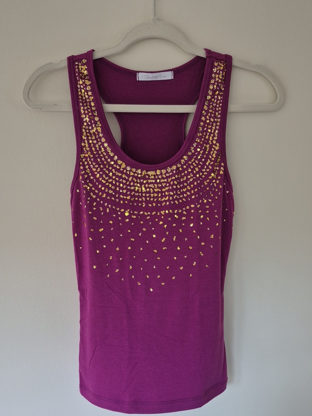 Magenta Tank with Gold Sequins